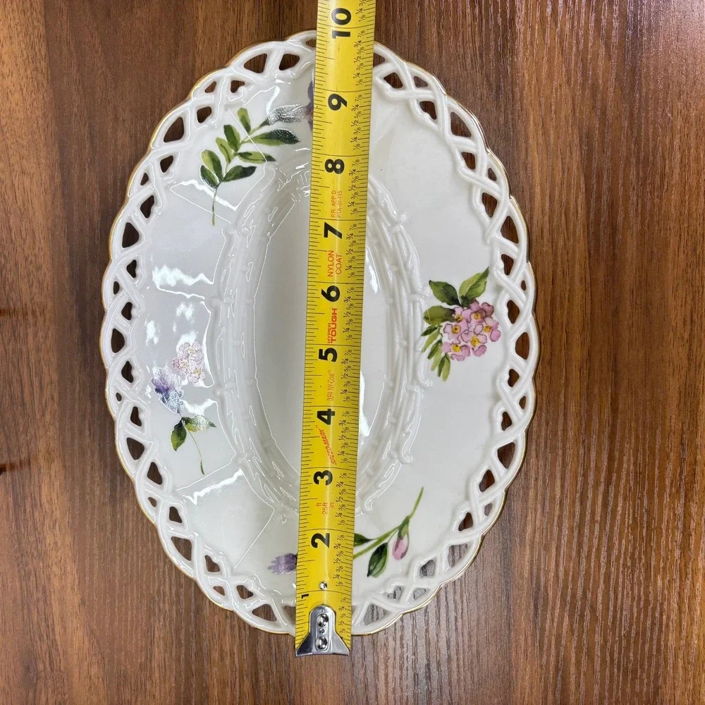 Lenox‎ Wildflower Basket Vanity Oval Tray Pate Ivory China Vintage 10